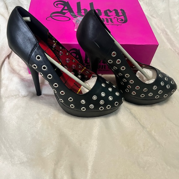 NIB ABBEY DAWN by Avril Lavigne Black Holly Chart Topper Platform Heels Sz 9 Blk - Picture 5 of 11